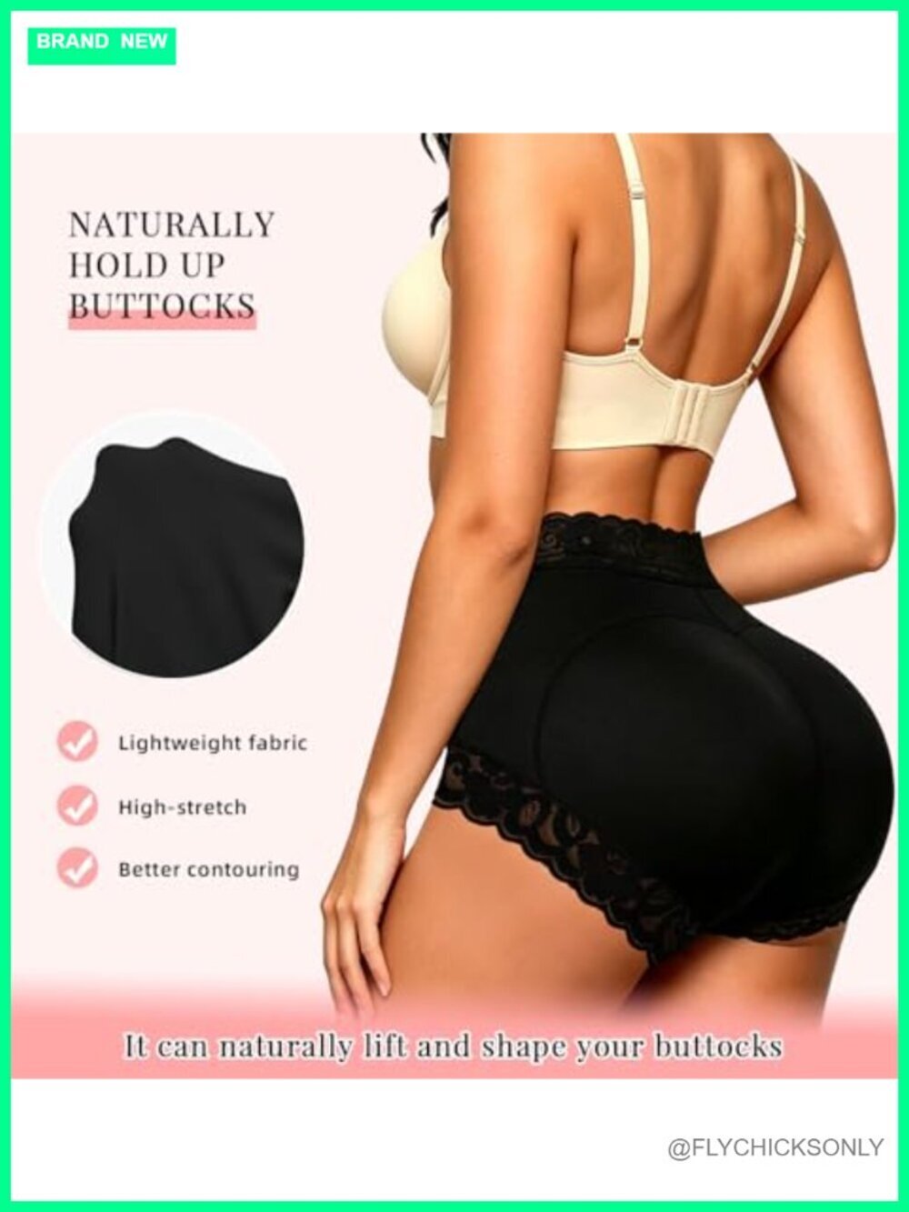 High Waist Tummy Control Shapewear Shorts Butt Lifter Lace Panties - Picture 3 of 6